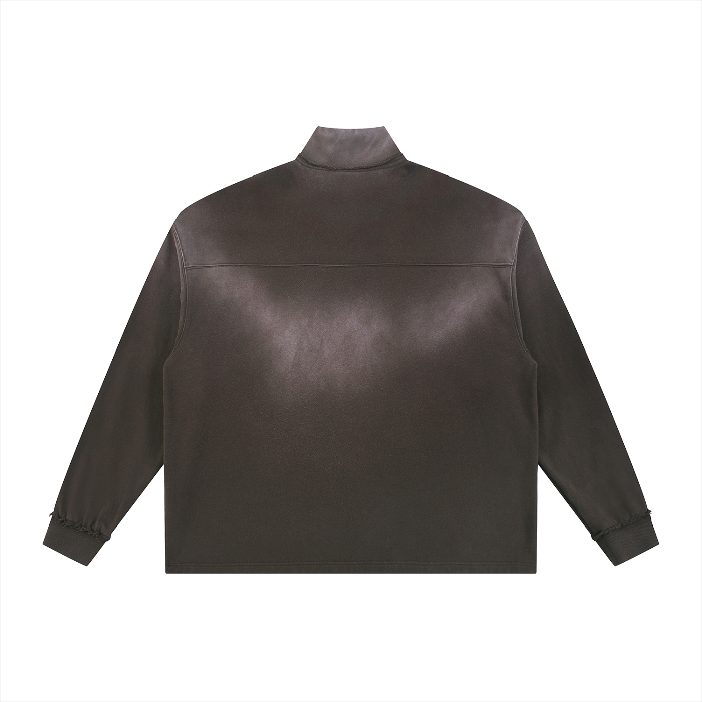 Sun Fade Raw Edge Quarter Zip Sweater