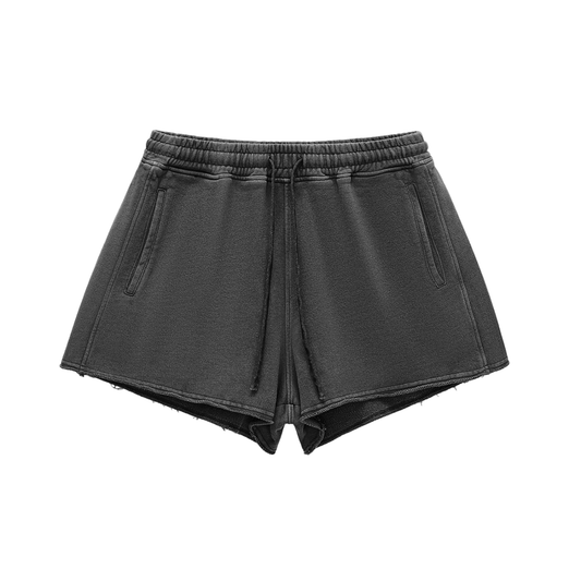 Stone Washed Raw Hem Shorts