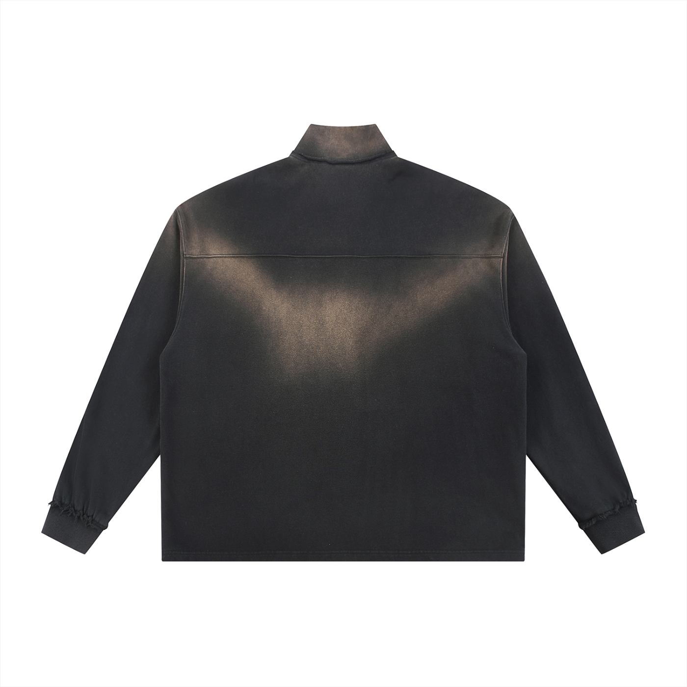 Sun Fade Raw Edge Quarter Zip Sweater