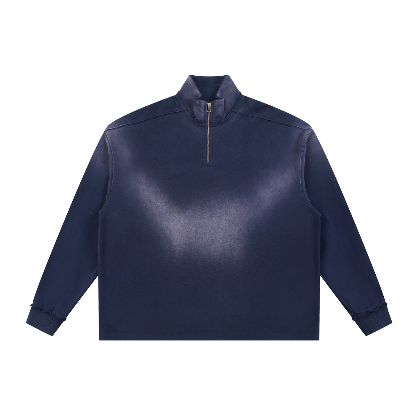 Sun Fade Raw Edge Quarter Zip Sweater