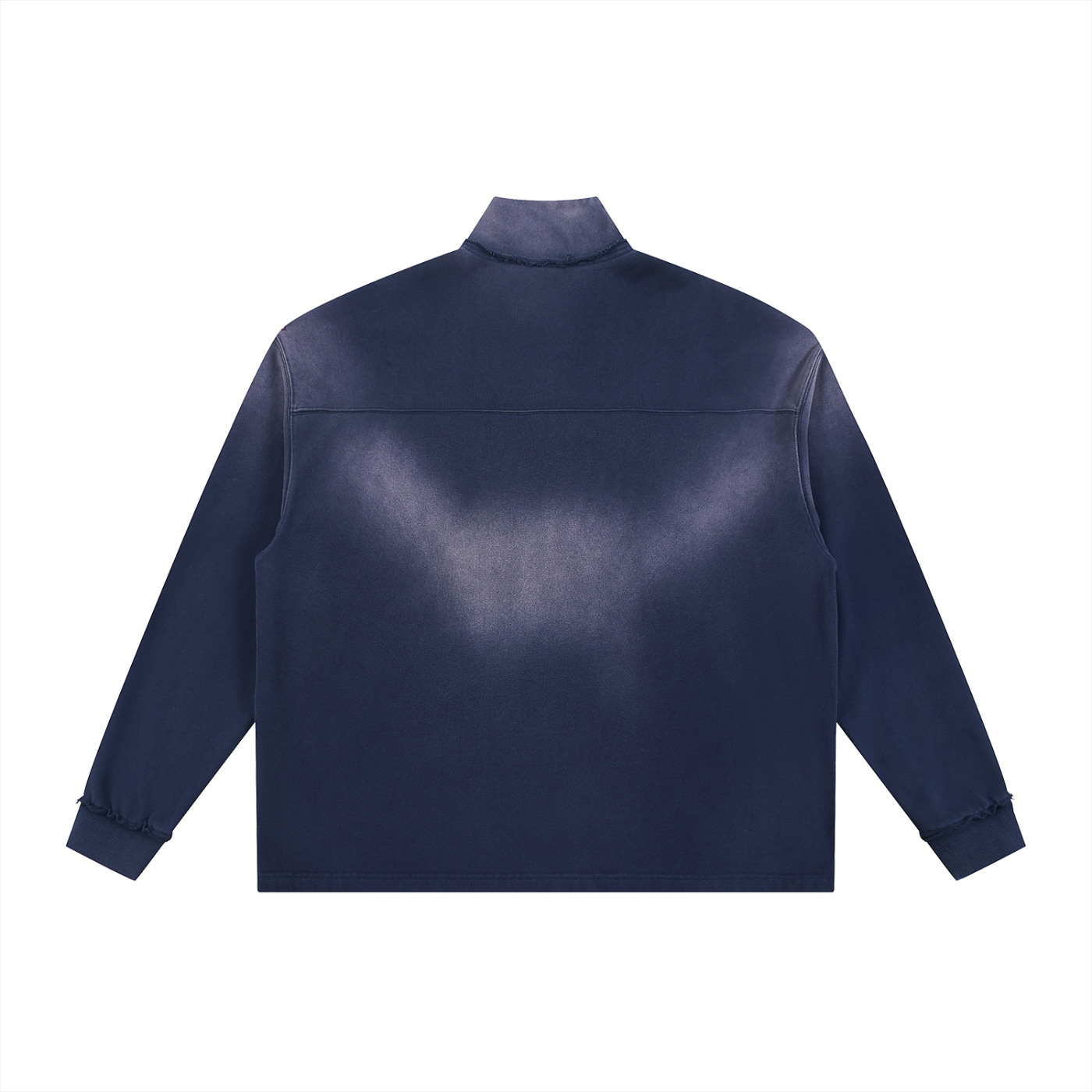 Sun Fade Raw Edge Quarter Zip Sweater
