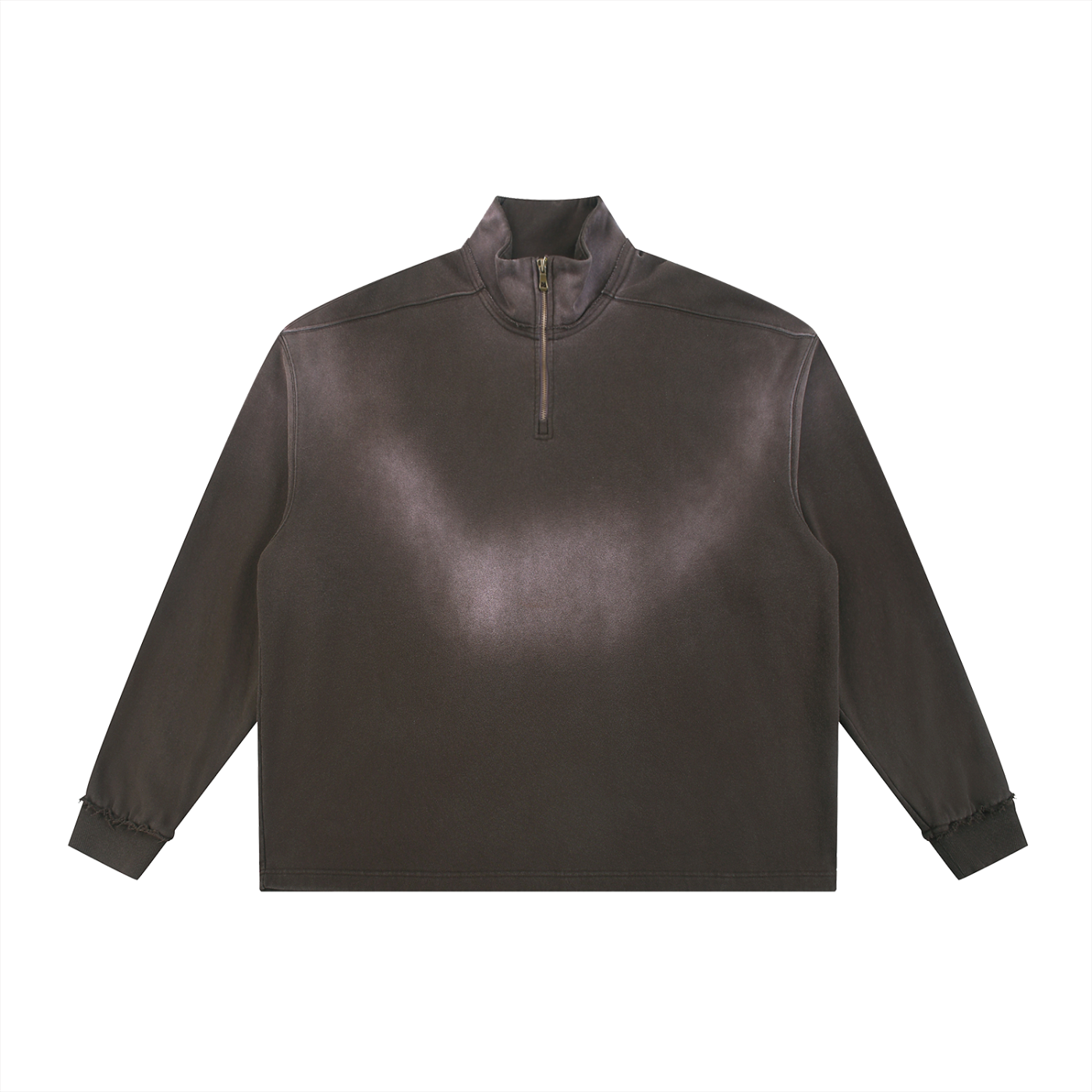 Sun Fade Raw Edge Quarter Zip Sweater