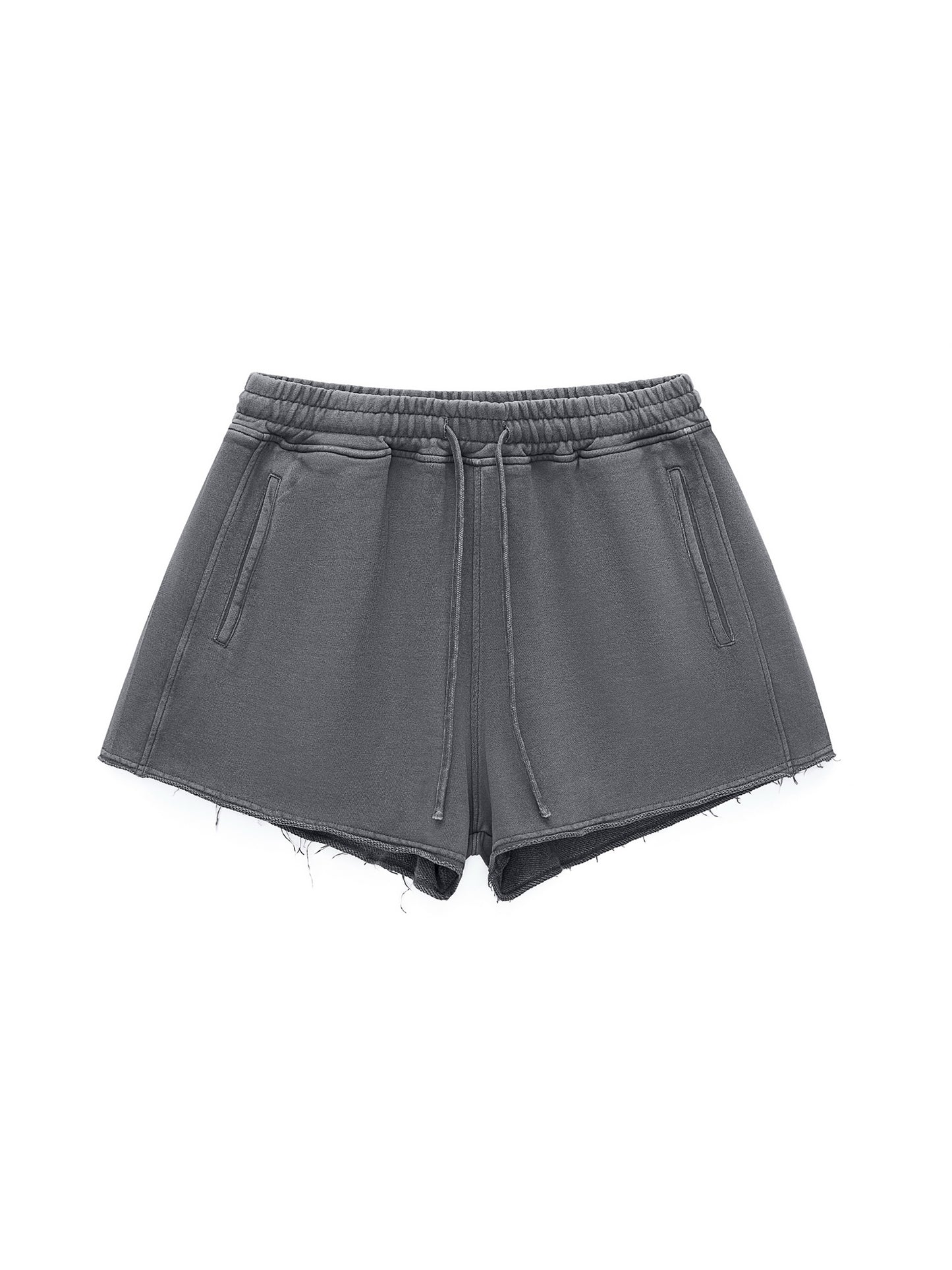 Stone Washed Raw Hem Shorts