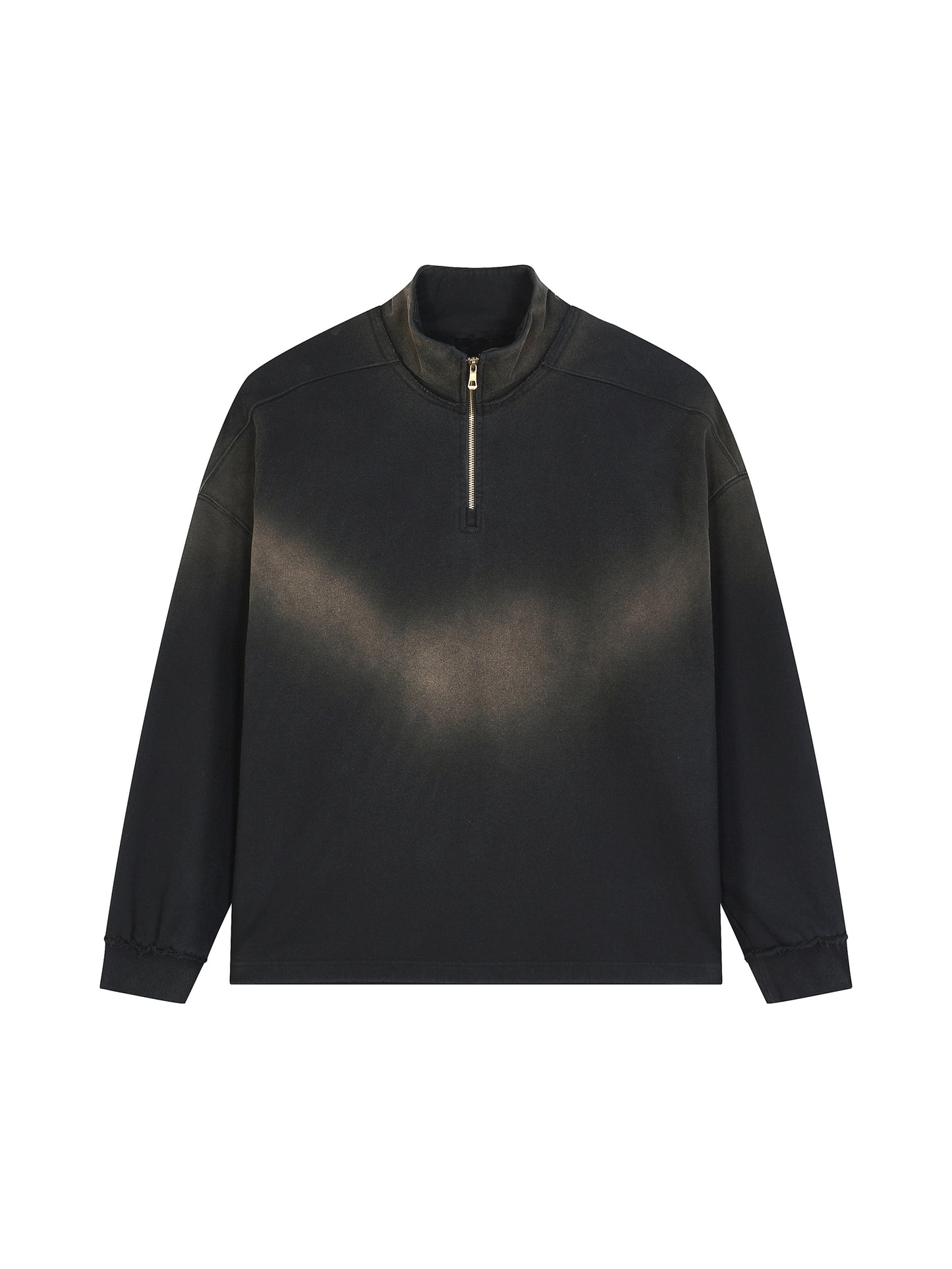 Sun Fade Raw Edge Quarter Zip Sweater