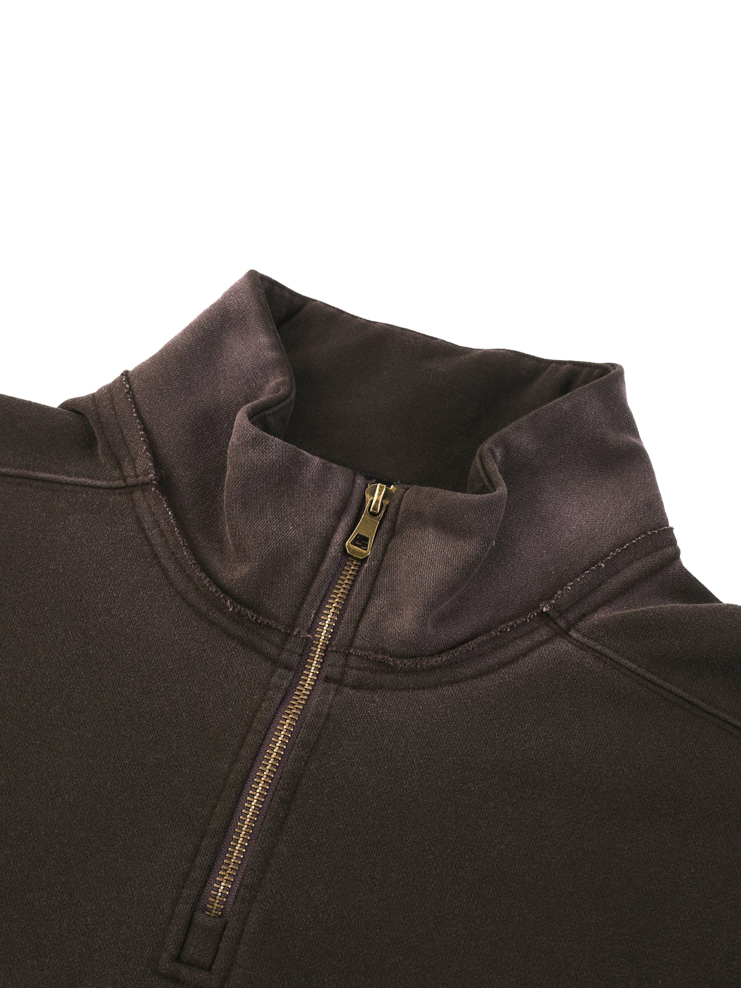 Sun Fade Raw Edge Quarter Zip Sweater